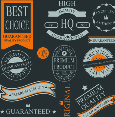 set of guaranty quality and premium labels vector