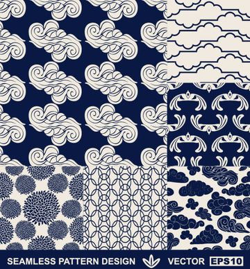 set of hand drawn seamless pattern design vector