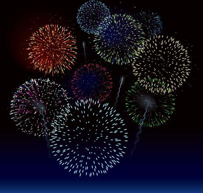 set of holiday fireworks design vector