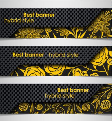 set of hybrid style vector banner