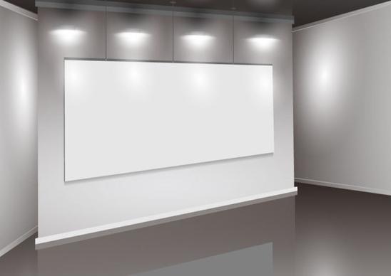 set of interior showroom and light wall vector backgrounds