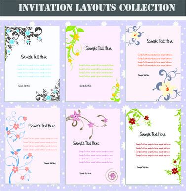 set of invitation cards layouts vector