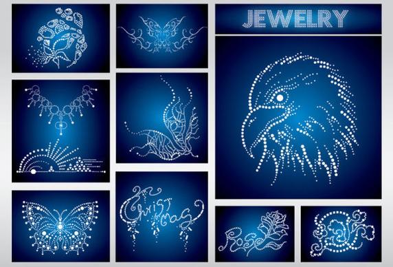 set of jewels painting vector