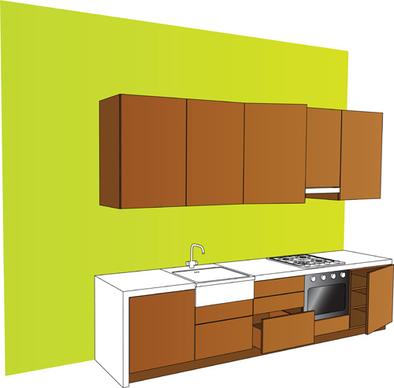 set of kitchen furniture design elements vector