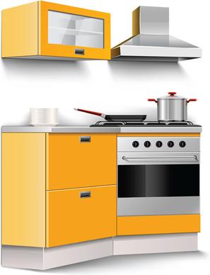set of kitchen furniture design elements vector