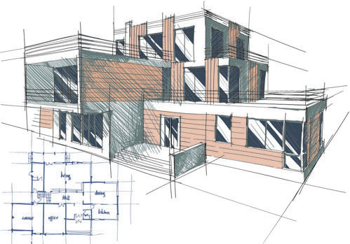 set of layout of the building design vector