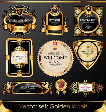 set of luxury golden label design vector