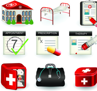 set of medicine elements icons vector