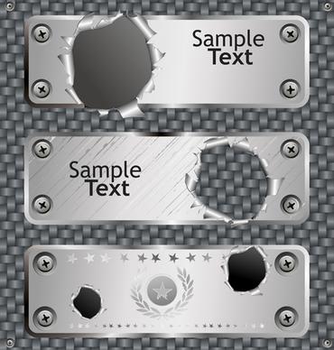 set of metal background with hole design vector