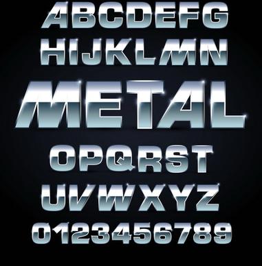 set of metal style fonts vector