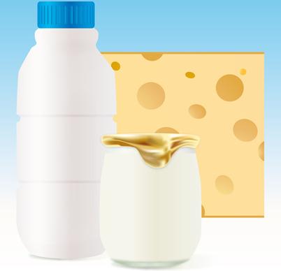 set of milk and cheese design vector graphics