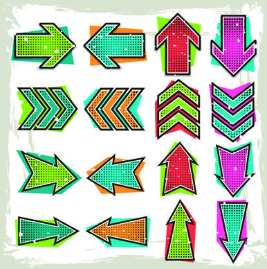 set of modern arrows design vector