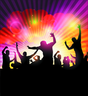 set of music party people design vector