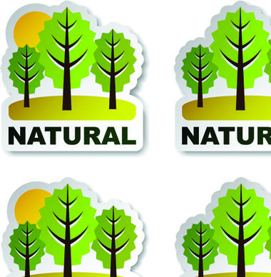 set of natural elements stickers vector graphic
