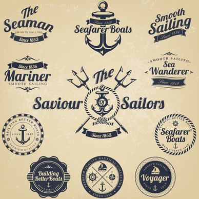 set of nautical labels vector