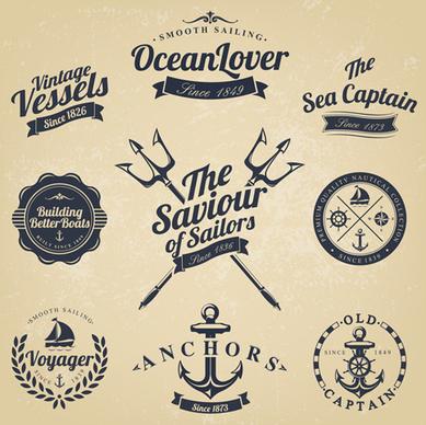 set of nautical labels vector