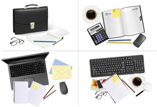 set of objects office vector graphics