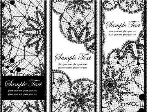 set of old lace vector background art