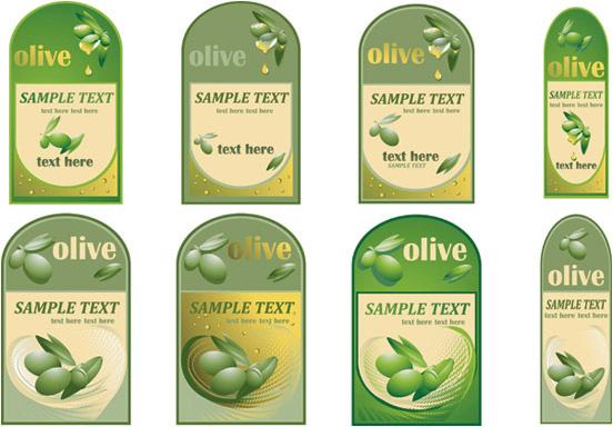 set of olive oil label stickers vector