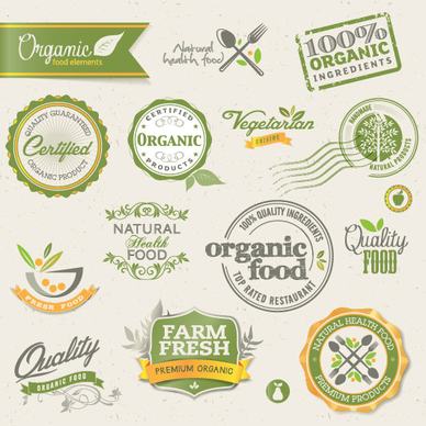 set of organic food labels vector