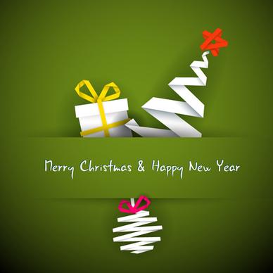set of origami xmas greeting cards design vector