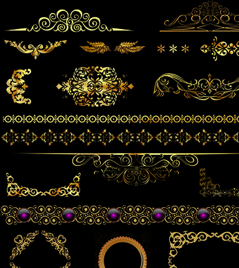 set of ornate calligraphy border pattern vector