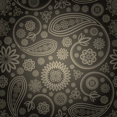 set of ornate paisley seamless pattern vector