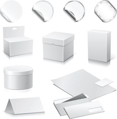 set of paper packaging box design vector