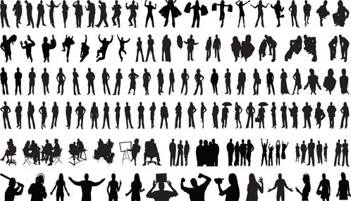 set of people silhouettes vector