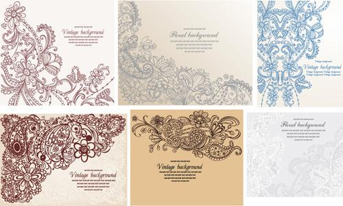 set of pretty floral ornaments design vector