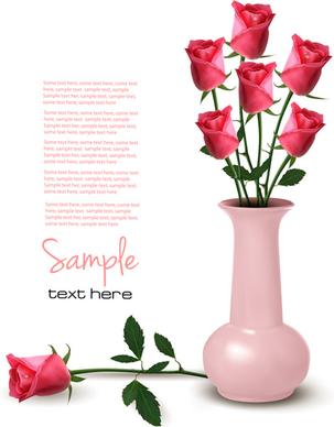 set of pretty rose elements vector