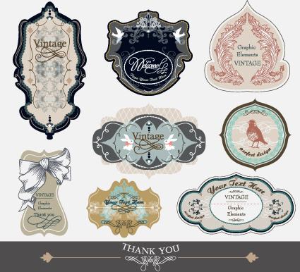set of retro and vintage label vector graphics