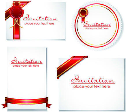 set of ribbons and scrolls design elements vector