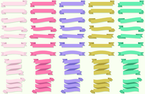 set of ribbons banner vintege vectors