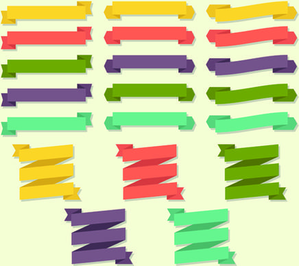 set of ribbons banner vintege vectors