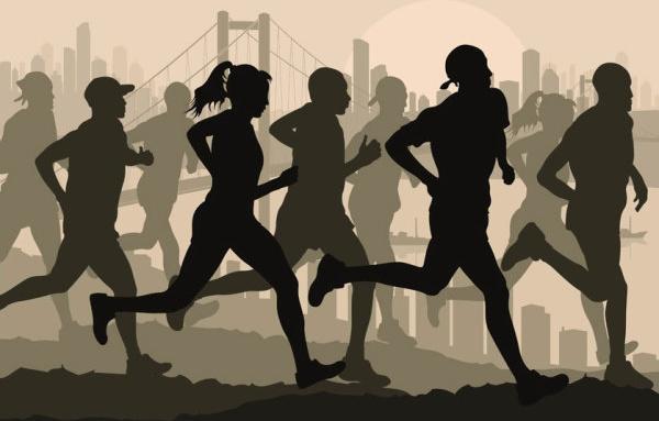 set of running silhouettes vector