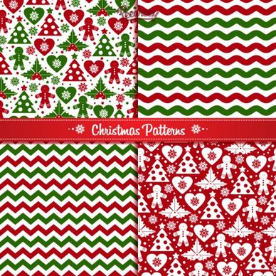 set of seamless christmas patterns