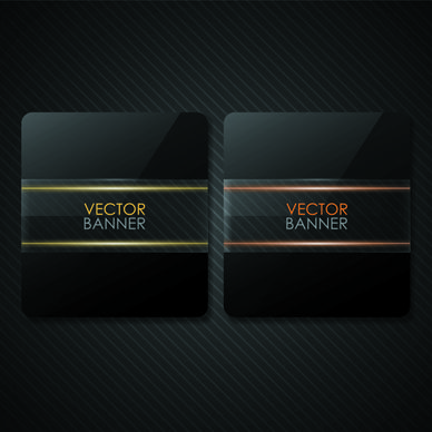 set of shiny black banners vector