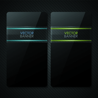 set of shiny black banners vector