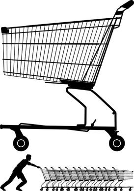 set of shopping trolley elements vector graphic