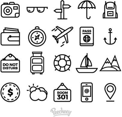 set of simple travel icons