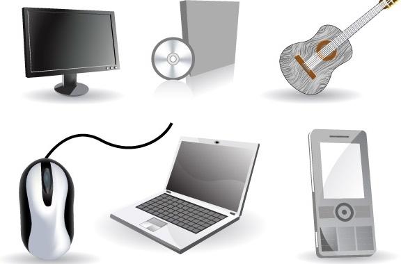 Set of six tech icons