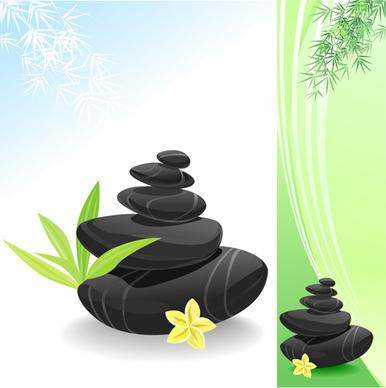 set of still life with stones design vector graphics
