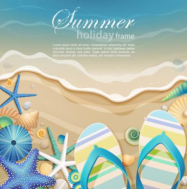 set of summer holidays elements vector background