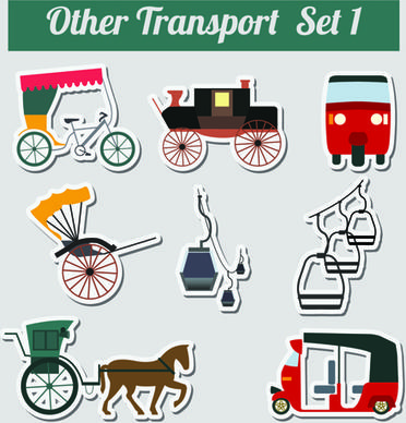 set of transportation stickers vector