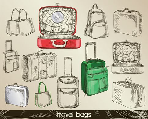 set of travel bags illustration vector
