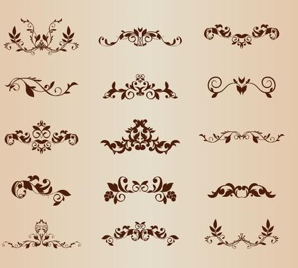 set of vector floral ornamental elements for design