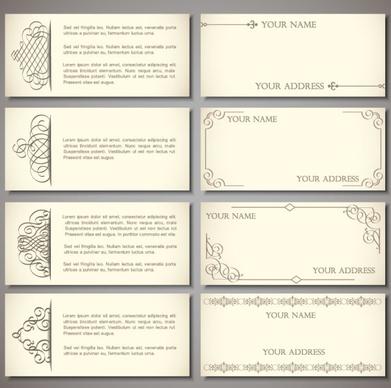 set of vintage business card design vector