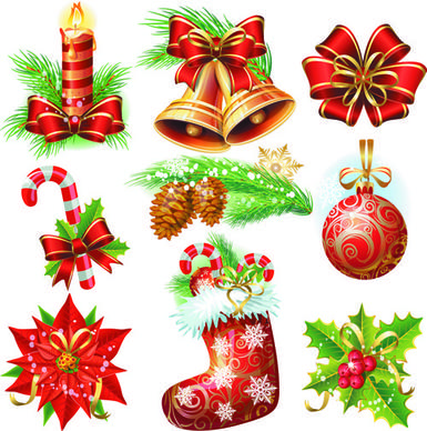 set of vintage christmas and new year13 decor illustration vector