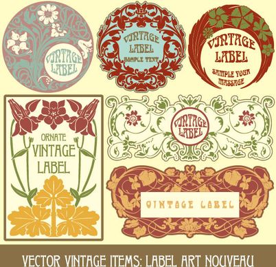 set of vintage items label art vector